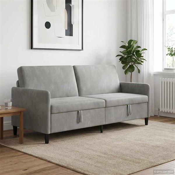 Grote foto vidaxl bank met opslag lichtgrijs 192 x 78 x 87 cm polyester huis en inrichting bankstellen