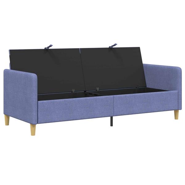 Grote foto vidaxl bank met opslag jeans blauw 192 x 78 x 87 cm polyester huis en inrichting bankstellen