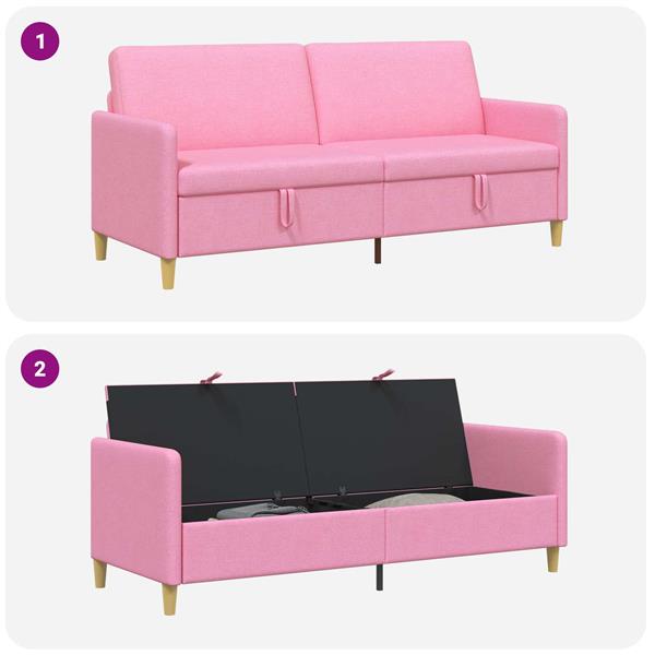 Grote foto vidaxl bank met opslag roze 192 x 78 x 87 cm polyester huis en inrichting bankstellen