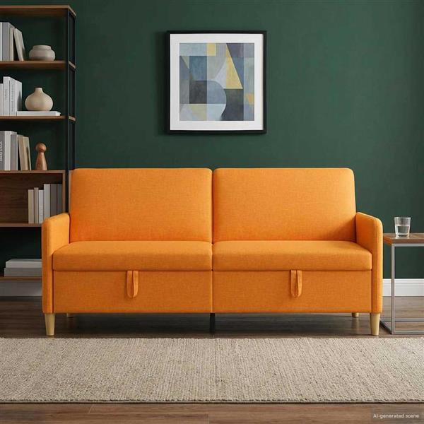 Grote foto vidaxl bank met opslag donkergeel 192 x 78 x 87 cm polyester huis en inrichting bankstellen
