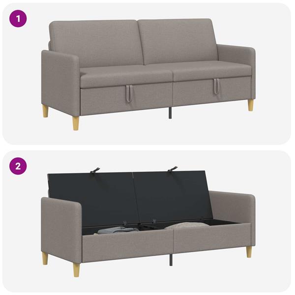 Grote foto vidaxl bank met opslag taupe 192 x 78 x 87 cm polyester huis en inrichting bankstellen