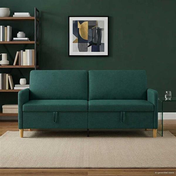Grote foto vidaxl bank met opslag donkergroen 192 x 78 x 87 cm polyester huis en inrichting bankstellen