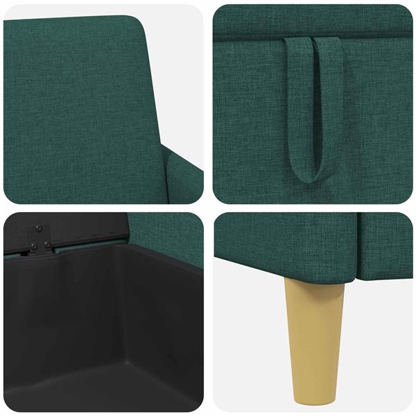 Grote foto vidaxl bank met opslag donkergroen 192 x 78 x 87 cm polyester huis en inrichting bankstellen