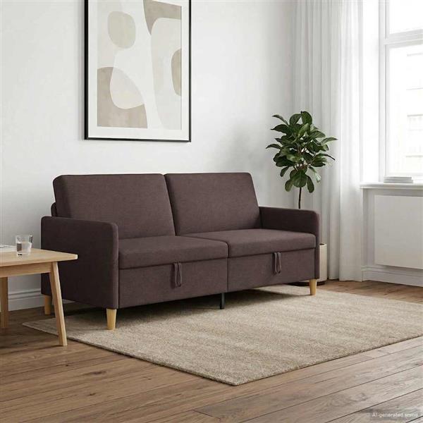Grote foto vidaxl bank met opslag donkerbruin 192 x 78 x 87 cm polyester huis en inrichting bankstellen