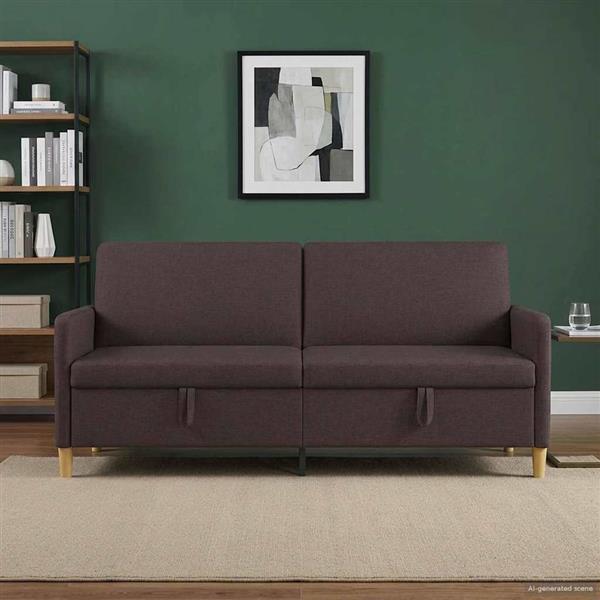 Grote foto vidaxl bank met opslag donkerbruin 192 x 78 x 87 cm polyester huis en inrichting bankstellen