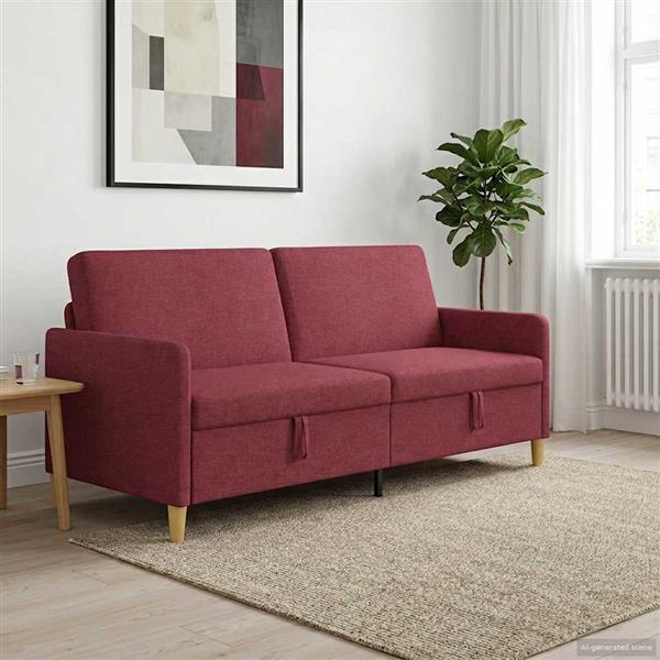 Grote foto vidaxl bank met opslag wijnrood 192 x 78 x 87 cm polyester huis en inrichting bankstellen