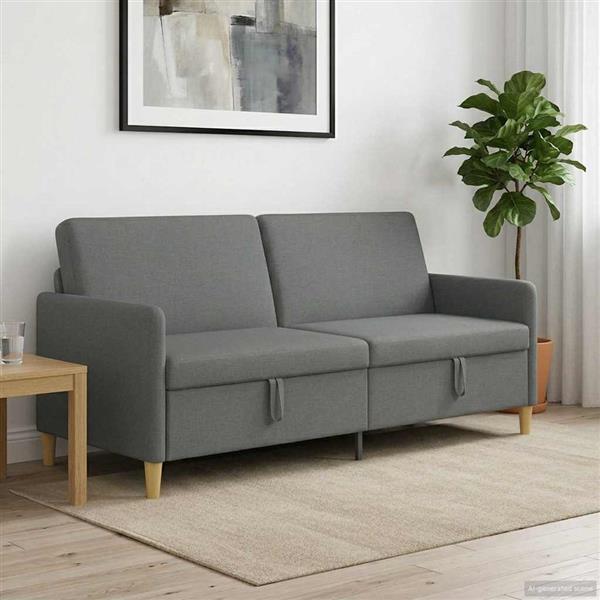 Grote foto vidaxl bank met opslag donkergrijs 192 x 78 x 87 cm polyester huis en inrichting bankstellen