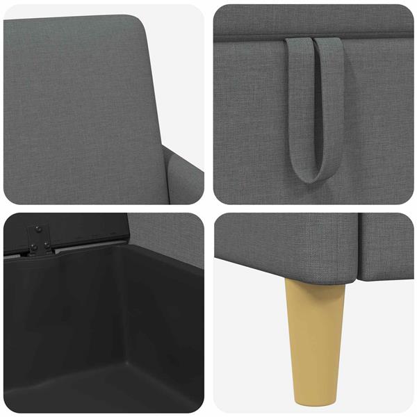 Grote foto vidaxl bank met opslag donkergrijs 192 x 78 x 87 cm polyester huis en inrichting bankstellen