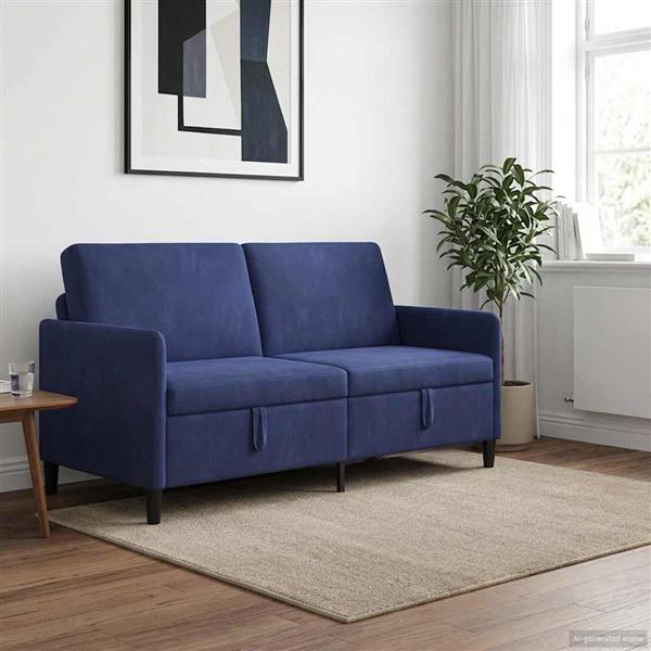 Grote foto vidaxl bank met opslag politieblauw 172 x 78 x 87 cm polyester huis en inrichting bankstellen
