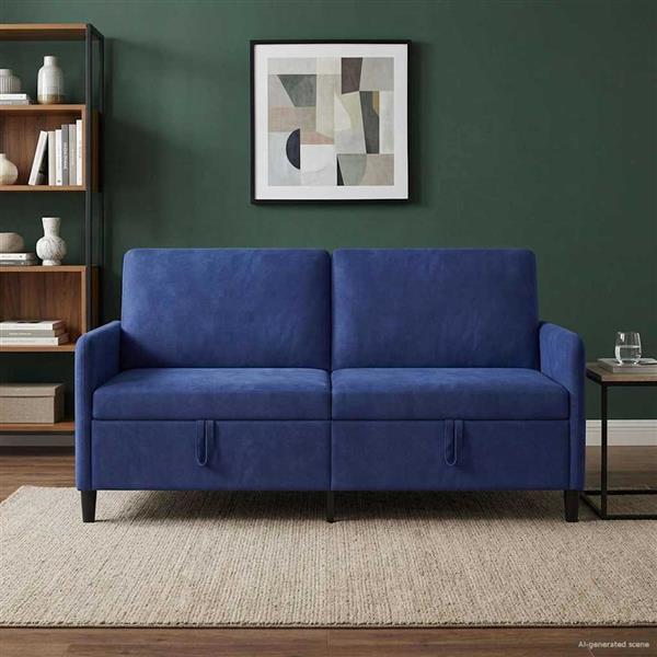 Grote foto vidaxl bank met opslag politieblauw 172 x 78 x 87 cm polyester huis en inrichting bankstellen
