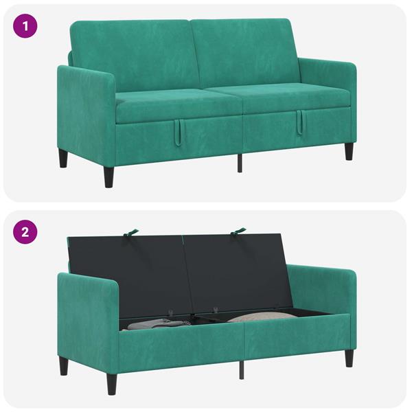 Grote foto vidaxl bank met opslag turquoise 172 x 78 x 87 cm polyester huis en inrichting bankstellen