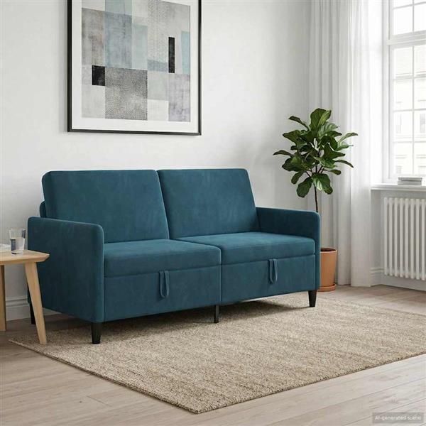 Grote foto vidaxl bank met opslag blauw 172 x 78 x 87 cm polyester huis en inrichting bankstellen