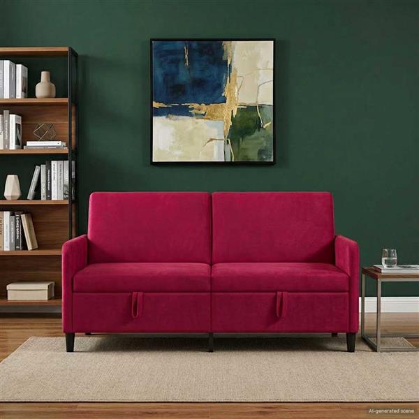 Grote foto vidaxl bank met opslag wijnrood 172 x 78 x 87 cm polyester huis en inrichting bankstellen