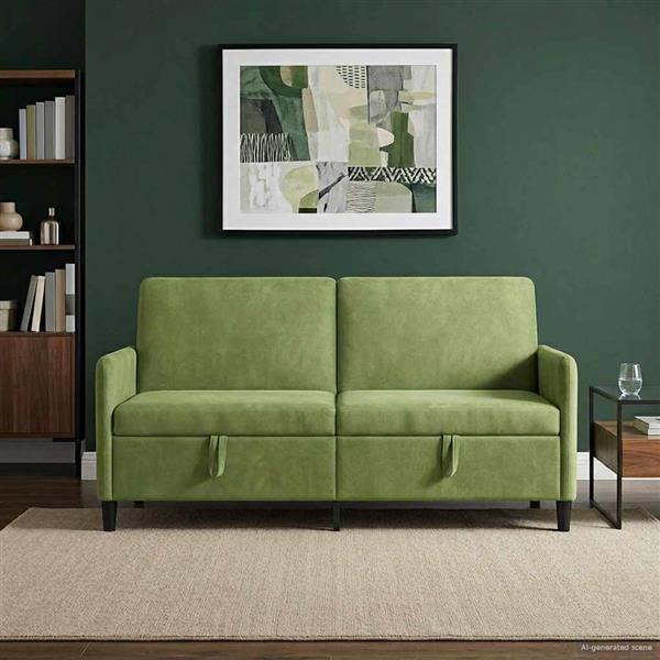 Grote foto vidaxl bank met opslag lichtgroen 172 x 78 x 87 cm polyester huis en inrichting bankstellen