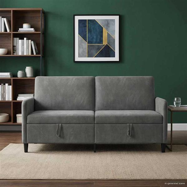 Grote foto vidaxl bank met opslag donkergrijs 172 x 78 x 87 cm polyester huis en inrichting bankstellen