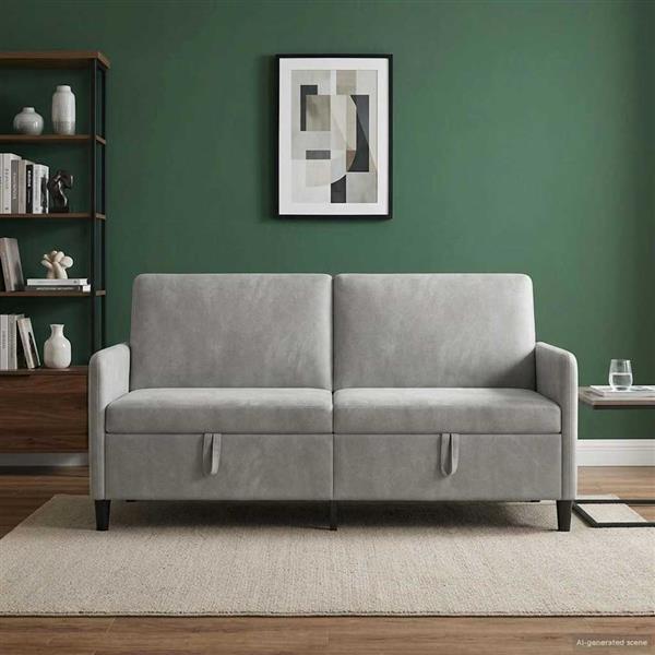 Grote foto vidaxl bank met opslag lichtgrijs 172 x 78 x 87 cm polyester huis en inrichting bankstellen