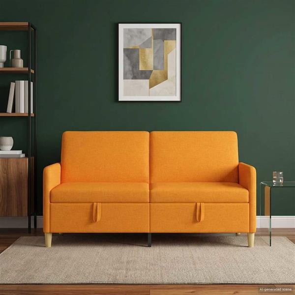Grote foto vidaxl bank met opslag donkergeel 172 x 78 x 87 cm polyester huis en inrichting bankstellen