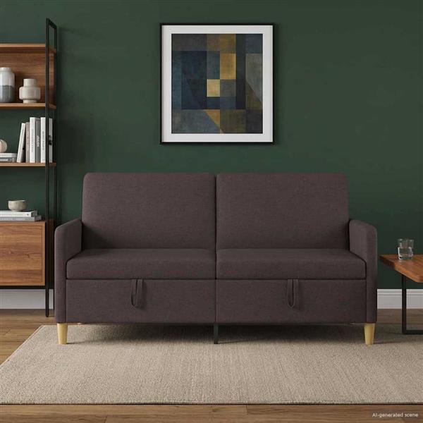 Grote foto vidaxl bank met opslag donkerbruin 172 x 78 x 87 cm polyester huis en inrichting bankstellen