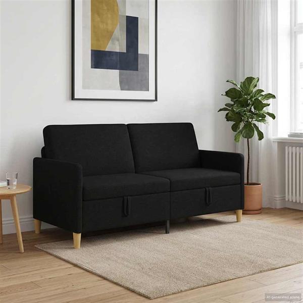 Grote foto vidaxl bank met opslag zwart 172 x 78 x 87 cm polyester huis en inrichting bankstellen