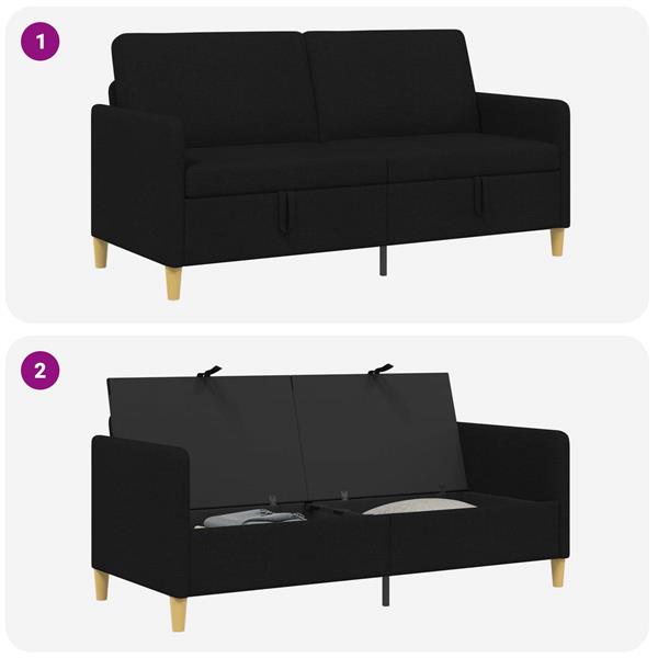 Grote foto vidaxl bank met opslag zwart 172 x 78 x 87 cm polyester huis en inrichting bankstellen
