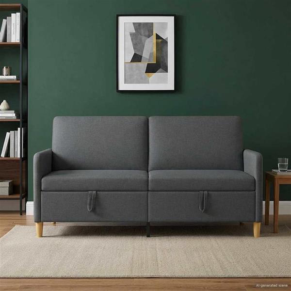 Grote foto vidaxl bank met opslag donkergrijs 172 x 78 x 87 cm polyester huis en inrichting bankstellen