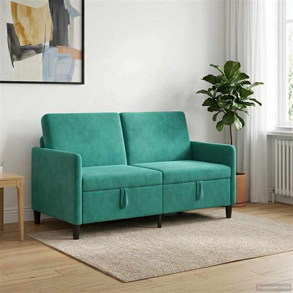 Grote foto vidaxl bank met opslag turquoise 152 x 78 x 87 cm polyester huis en inrichting bankstellen