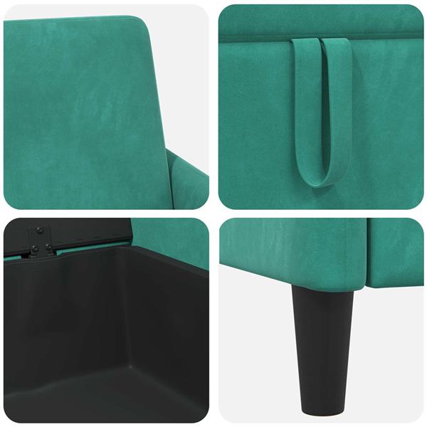 Grote foto vidaxl bank met opslag turquoise 152 x 78 x 87 cm polyester huis en inrichting bankstellen