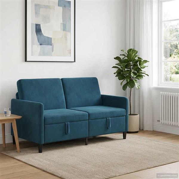 Grote foto vidaxl bank met opslag blauw 152 x 78 x 87 cm polyester huis en inrichting bankstellen