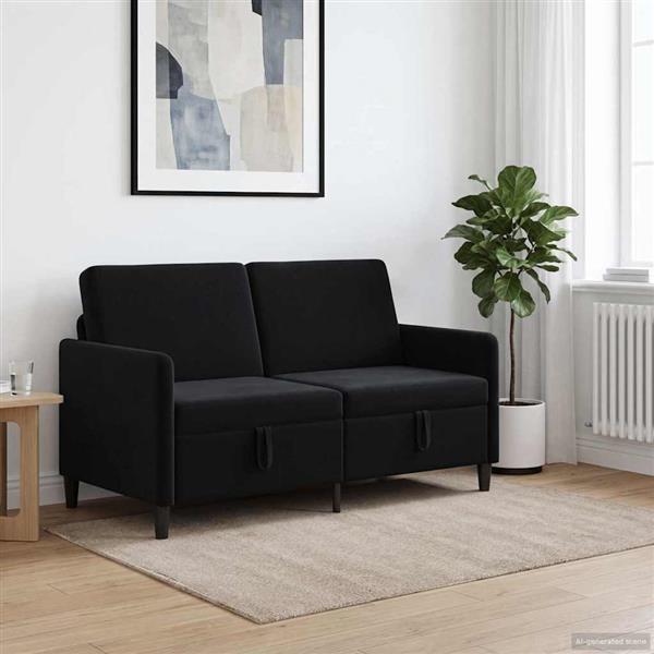Grote foto vidaxl bank met opslag zwart 152 x 78 x 87 cm polyester huis en inrichting bankstellen