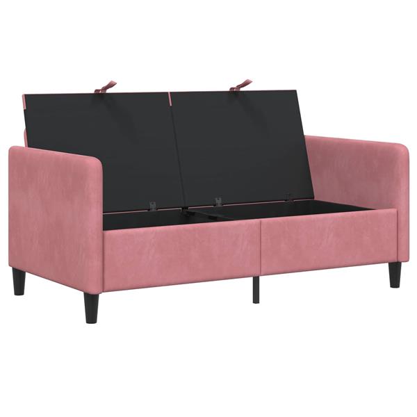 Grote foto vidaxl bank met opslag roze 152 x 78 x 87 cm polyester huis en inrichting bankstellen