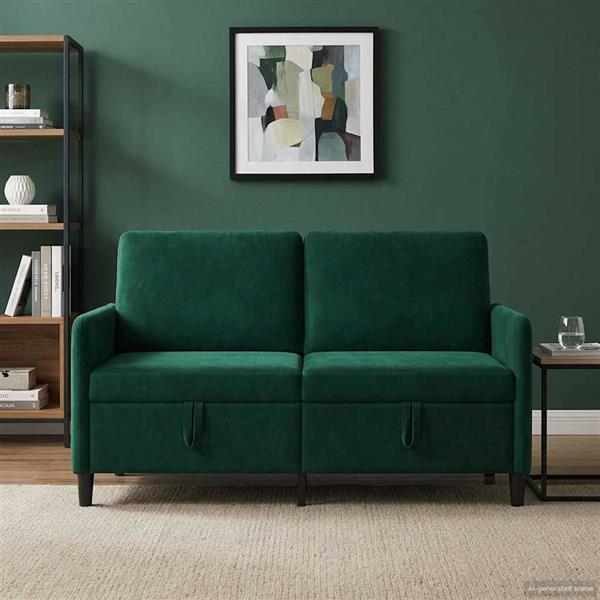 Grote foto vidaxl bank met opslag donkergroen 152 x 78 x 87 cm polyester huis en inrichting bankstellen