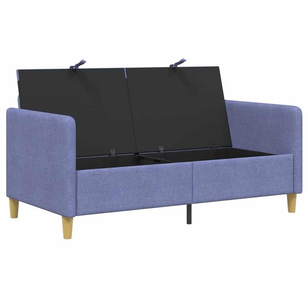 Grote foto vidaxl bank met opslag jeans blauw 152 x 78 x 87 cm polyester huis en inrichting bankstellen