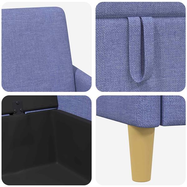 Grote foto vidaxl bank met opslag jeans blauw 152 x 78 x 87 cm polyester huis en inrichting bankstellen