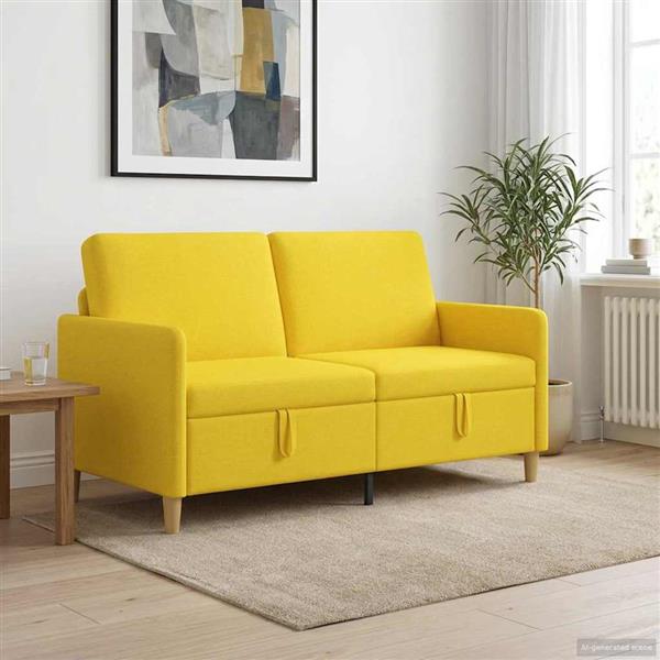 Grote foto vidaxl bank met opslag lichtgeel 152 x 78 x 87 cm polyester huis en inrichting bankstellen