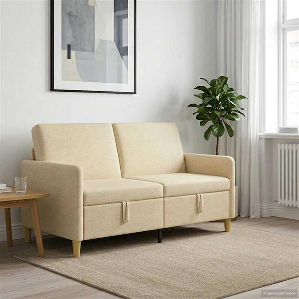 Grote foto vidaxl bank met opslag cr mekleurig 152 x 78 x 87 cm polyester huis en inrichting bankstellen