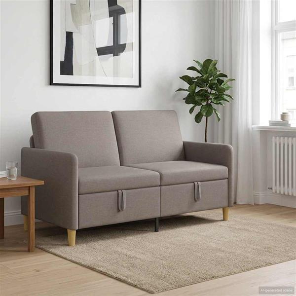 Grote foto vidaxl bank met opslag taupe 152 x 78 x 87 cm polyester huis en inrichting bankstellen