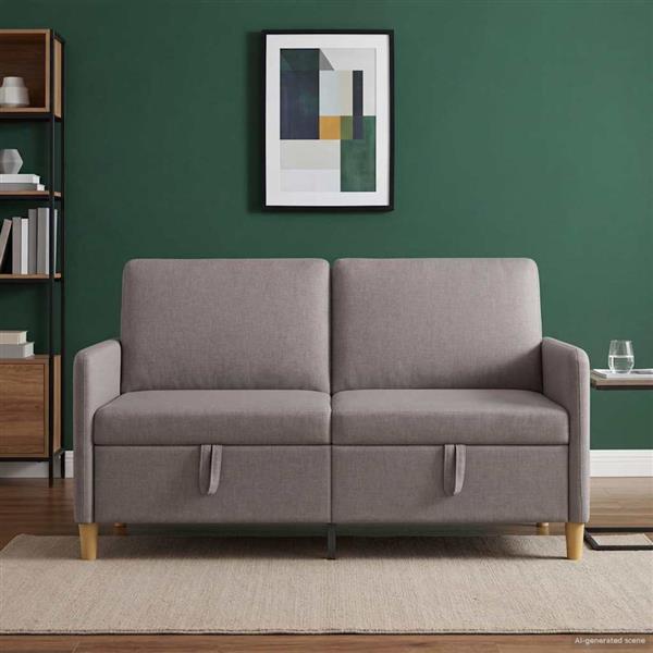 Grote foto vidaxl bank met opslag taupe 152 x 78 x 87 cm polyester huis en inrichting bankstellen