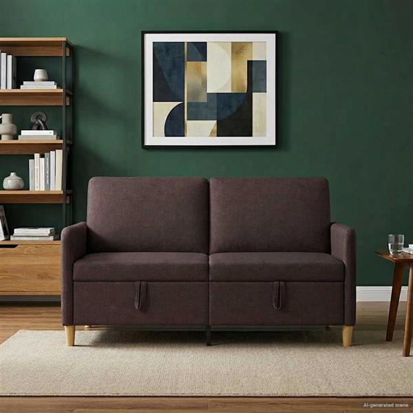 Grote foto vidaxl bank met opslag donkerbruin 152 x 78 x 87 cm polyester huis en inrichting bankstellen