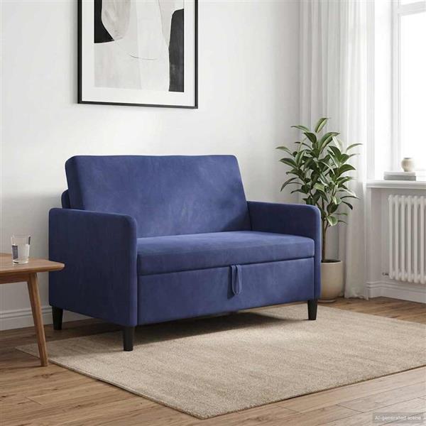 Grote foto vidaxl bank met opslag politieblauw 122 x 78 x 87 cm polyester huis en inrichting bankstellen