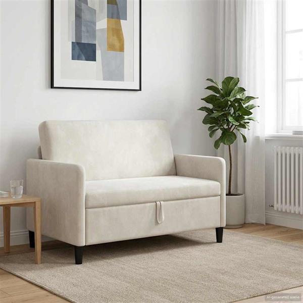 Grote foto vidaxl bank met opslag cr mekleurig 122 x 78 x 87 cm polyester huis en inrichting bankstellen