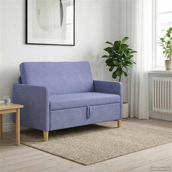 Grote foto vidaxl bank met opslag jeans blauw 122 x 78 x 87 cm polyester huis en inrichting bankstellen