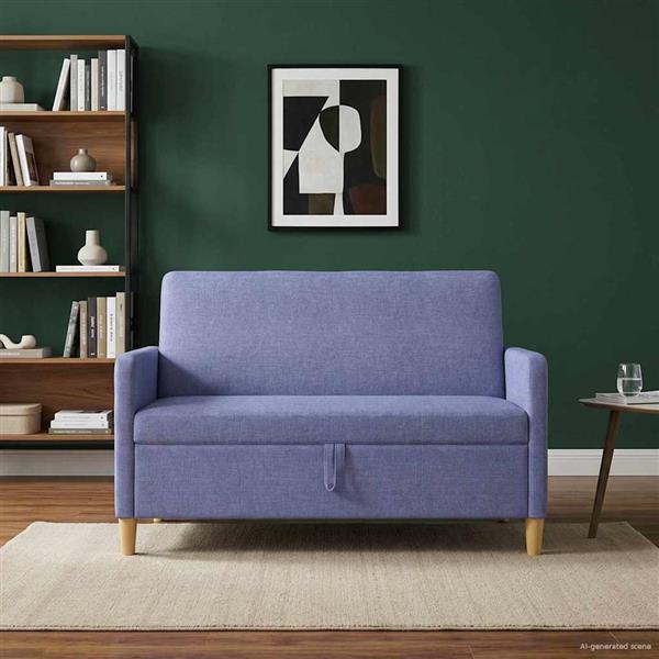 Grote foto vidaxl bank met opslag jeans blauw 122 x 78 x 87 cm polyester huis en inrichting bankstellen