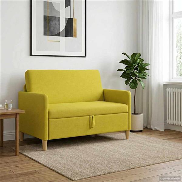 Grote foto vidaxl bank met opslag lichtgeel 122 x 78 x 87 cm polyester huis en inrichting bankstellen