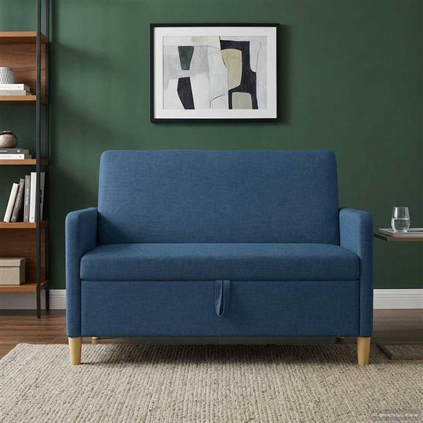 Grote foto vidaxl bank met opslag blauw 122 x 78 x 87 cm polyester huis en inrichting bankstellen