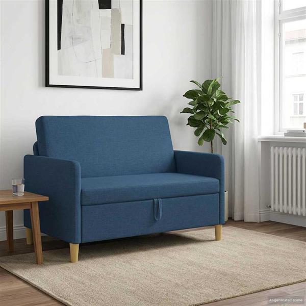 Grote foto vidaxl bank met opslag blauw 122 x 78 x 87 cm polyester huis en inrichting bankstellen