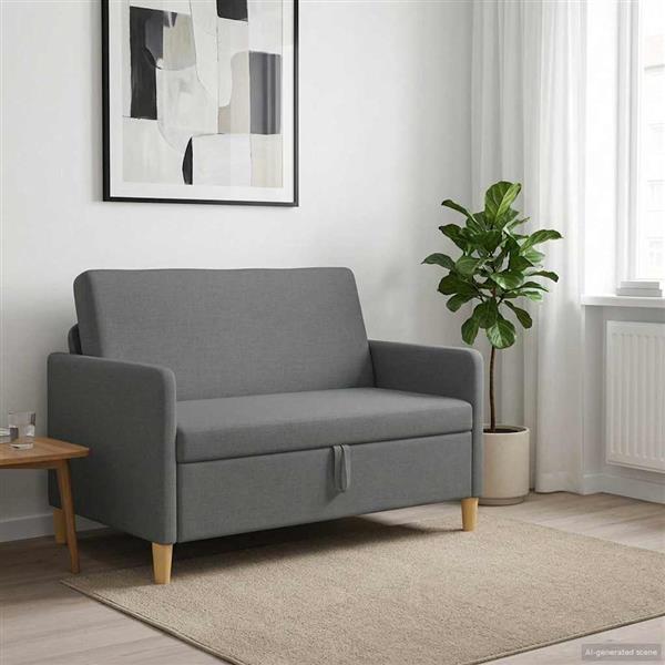 Grote foto vidaxl bank met opslag donkergrijs 122 x 78 x 87 cm polyester huis en inrichting bankstellen