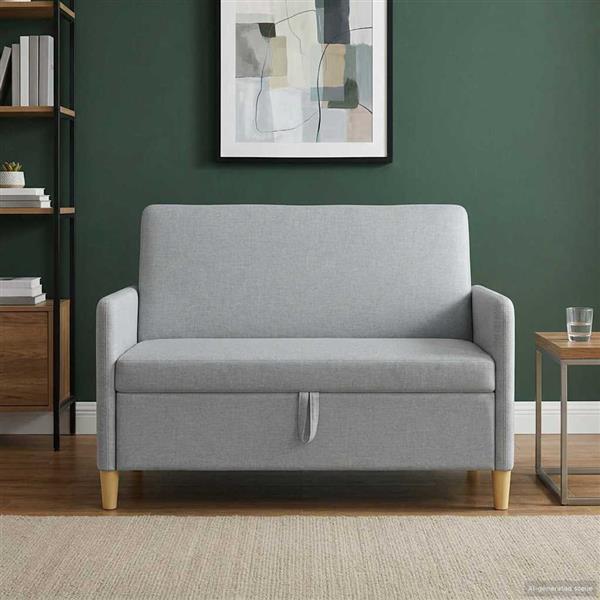Grote foto vidaxl bank met opslag lichtgrijs 122 x 78 x 87 cm polyester huis en inrichting bankstellen