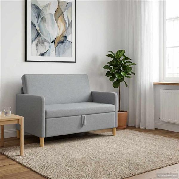 Grote foto vidaxl bank met opslag lichtgrijs 122 x 78 x 87 cm polyester huis en inrichting bankstellen