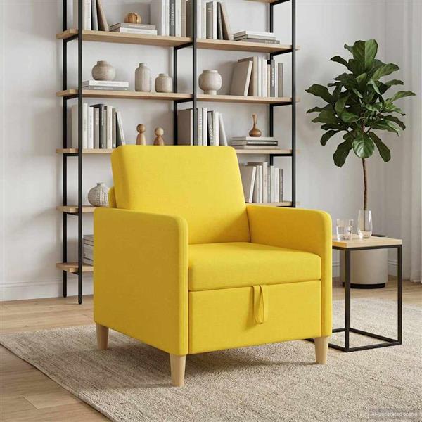 Grote foto vidaxl bank met opslag lichtgeel 72 x 78 x 87 cm polyester huis en inrichting bankstellen