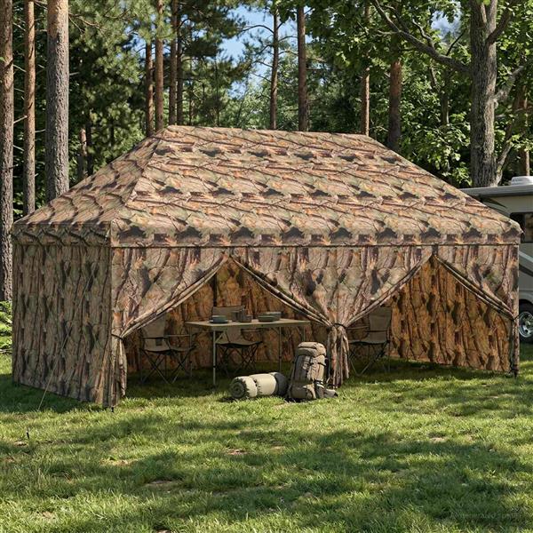 Grote foto vidaxl pop up gazebo met 4 zijwanden 3 x 6 m bos camouflage tuin en terras overige tuin en terras